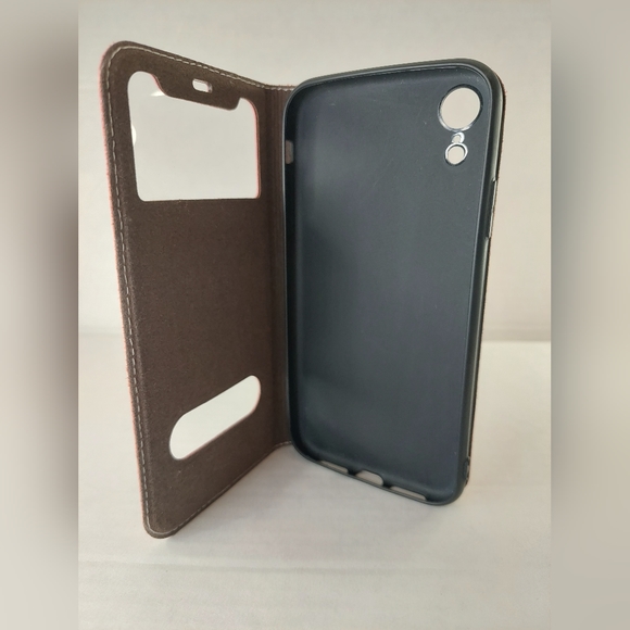 Copmob Orange IPXR iPhone XR Fold Multi-Material Genuine Leather Flip Case - Picture 3 of 11